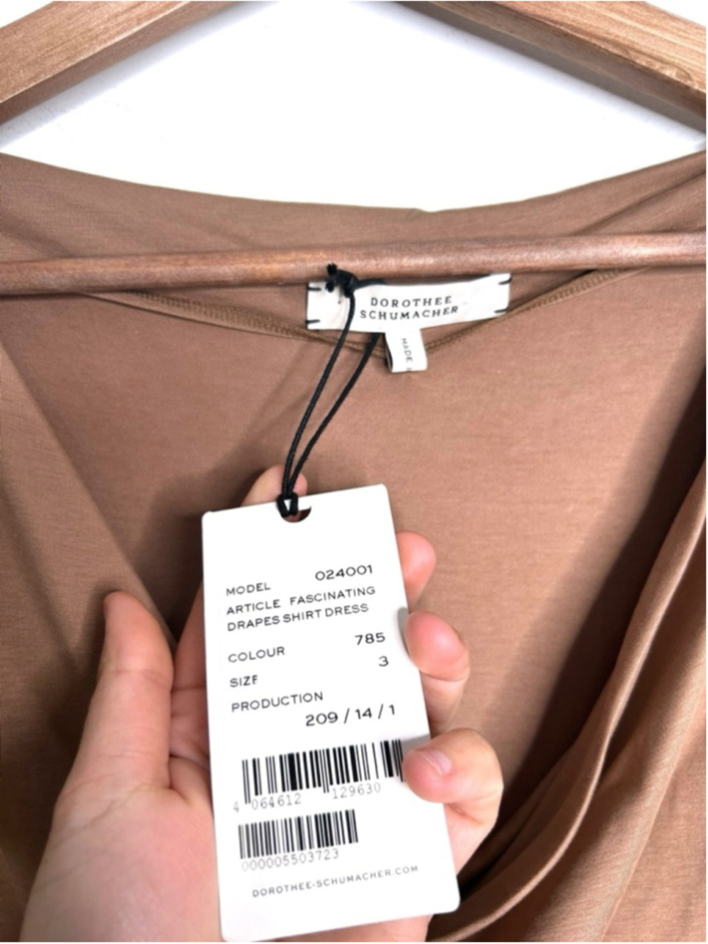 DOROTHEE SCHUMACHER FASCINATING DRAPES SHIRT DRESS Light Mocha Shaping Medium - Picture 5 of 7
